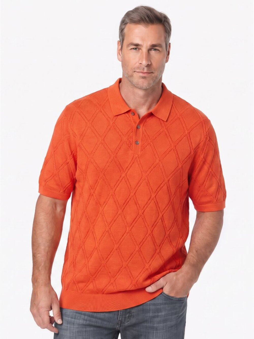 Ted Baker London Ventar Orange Knit Polo Sweater XXL 6 Linen Viscose